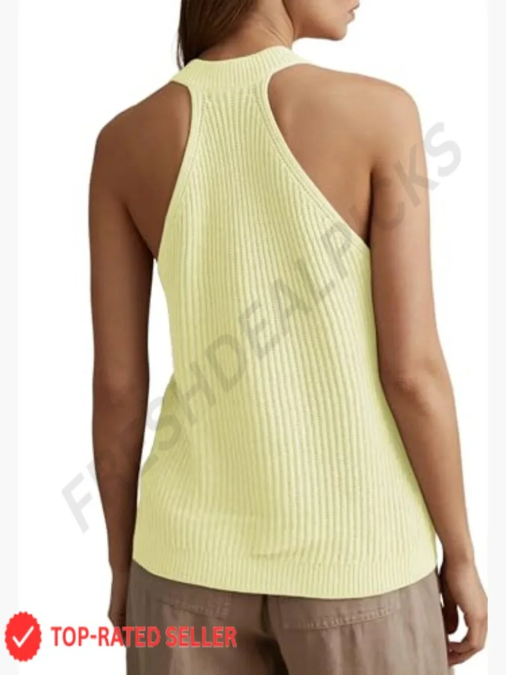 Button-Front Sweater Vest V-Neck Sleeveless Knit Tank Fitted Halter Cardigan - Picture 3 of 7